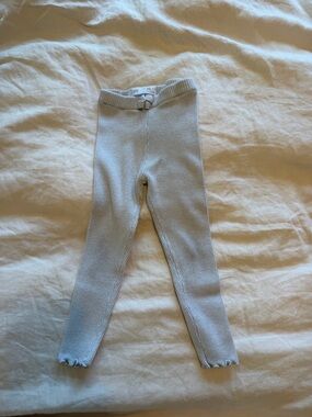 Zara: Light Gray Ribbed Knit Kids Leggings 4T